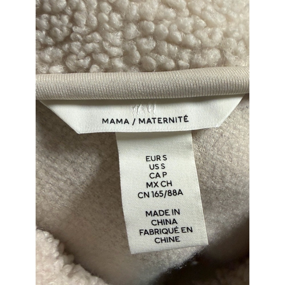 H&M Mama Maternite Teddy Fleece Jacket Women's S Tan Sherpa Full Zip Cozy 701 - Picture 5 of 5